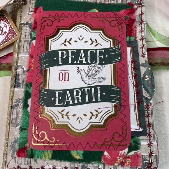 Christmas Junk Journal  With Charm u Washi  Fabric Wrap Tons Ephemera Handmade P - Picture 5 of 16